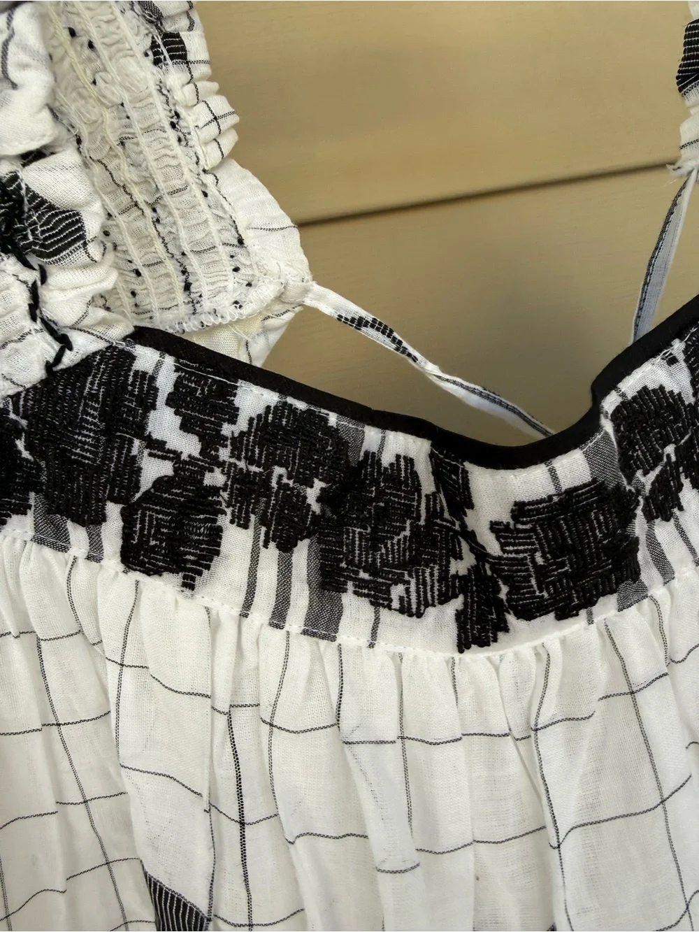 Free People White and Black Patterned Maxi Dress